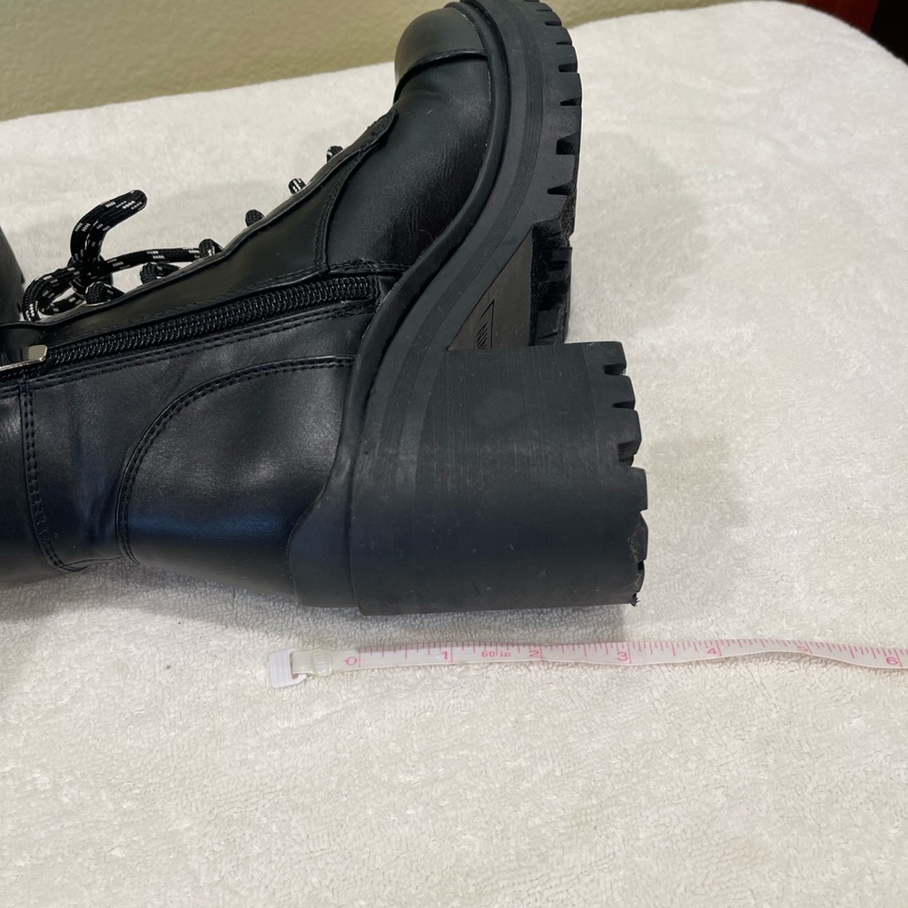 CLOSET CLOSEOUT SALE - Nine West Black Lace-Up Platform Block Heel Boots - Picture 9 of 12